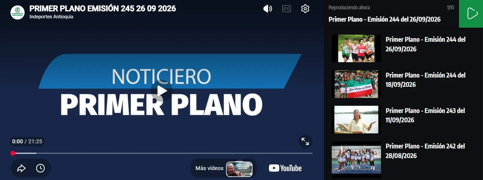 Indeportes: Noticiero Primer Plano Antioquia
