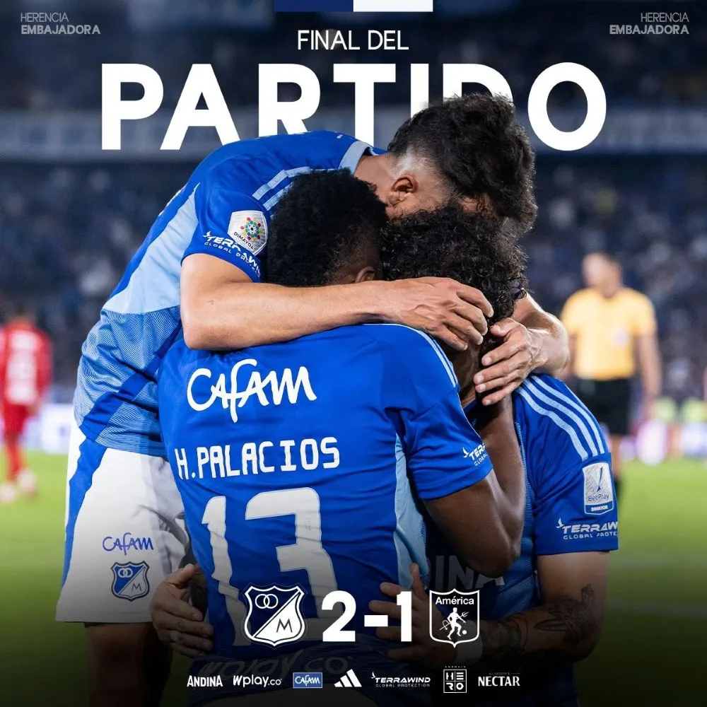 Rotativo del Fútbol/  En liga, Millos ganó al América y respira; en Copa, Envigado ganó de ida, Aguilas- DIM juegan aplazado; mundial sub 20 hoy Colombia vs Sudafrica por 8vos.