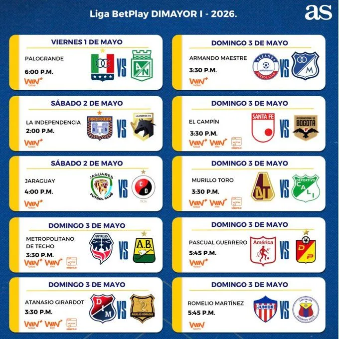 Fecha 19 inicia el viernes; Colombia femenina sub 17 vs Chile; Millonarios por suramericana; Tolima y Junior por libertadores esta noche