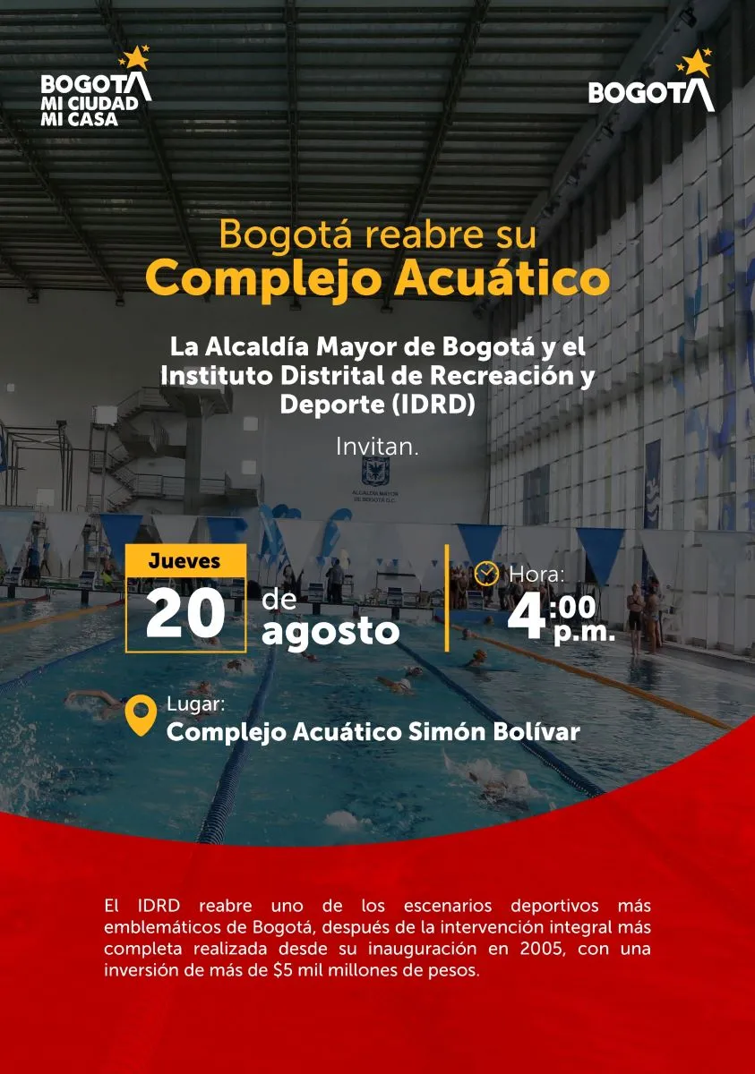 IDRD: Bogotá reabre su complejo acuático.